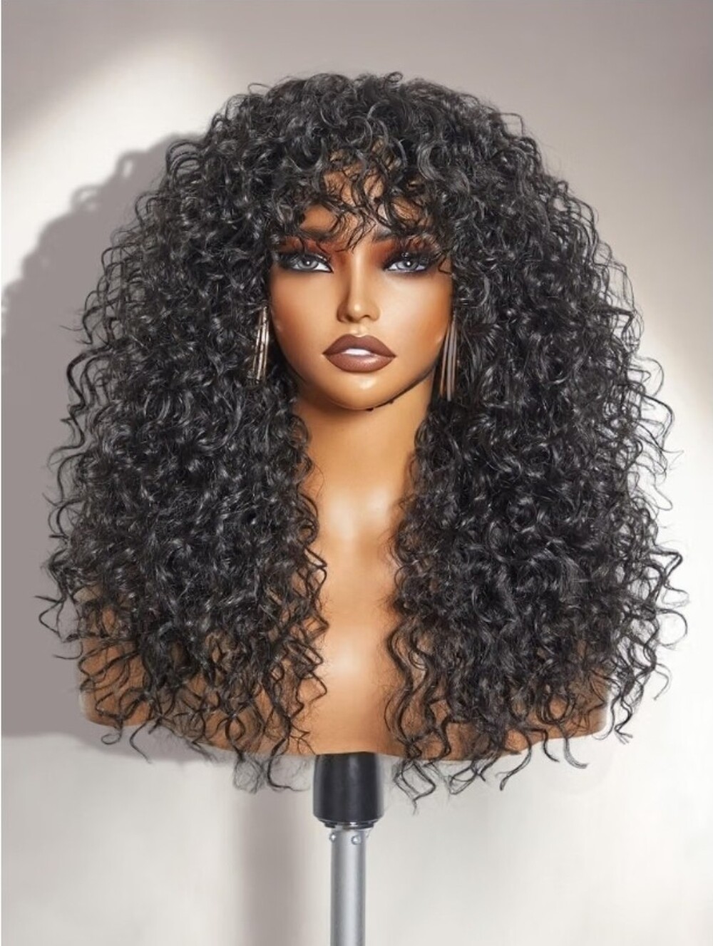 24in Curly Women's Hair Wig in Natural Black - Full Volume